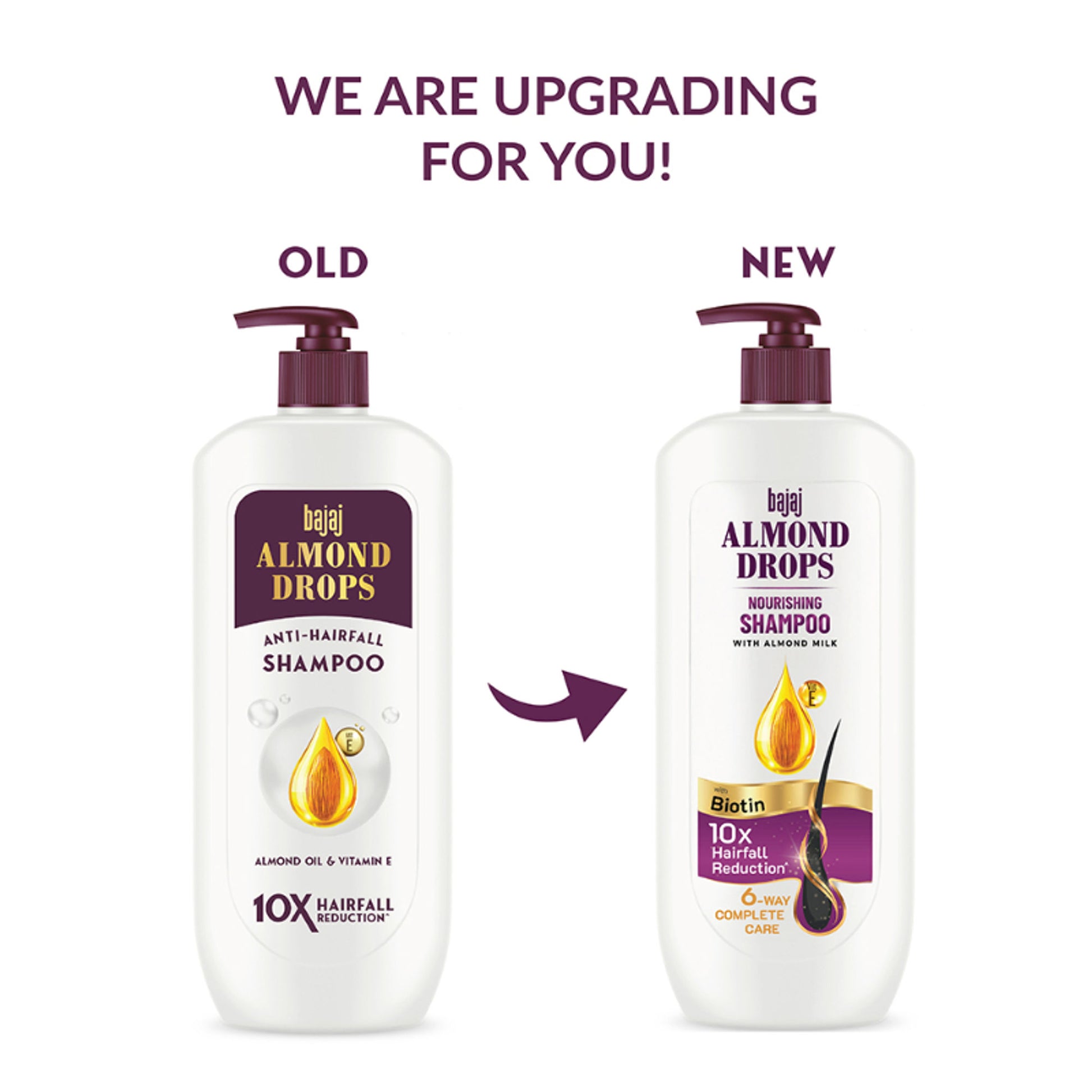 Bajaj Almond Drops Nourishing Shampoo, Almond Milk & Biotin, 10X Hairfall Reduction