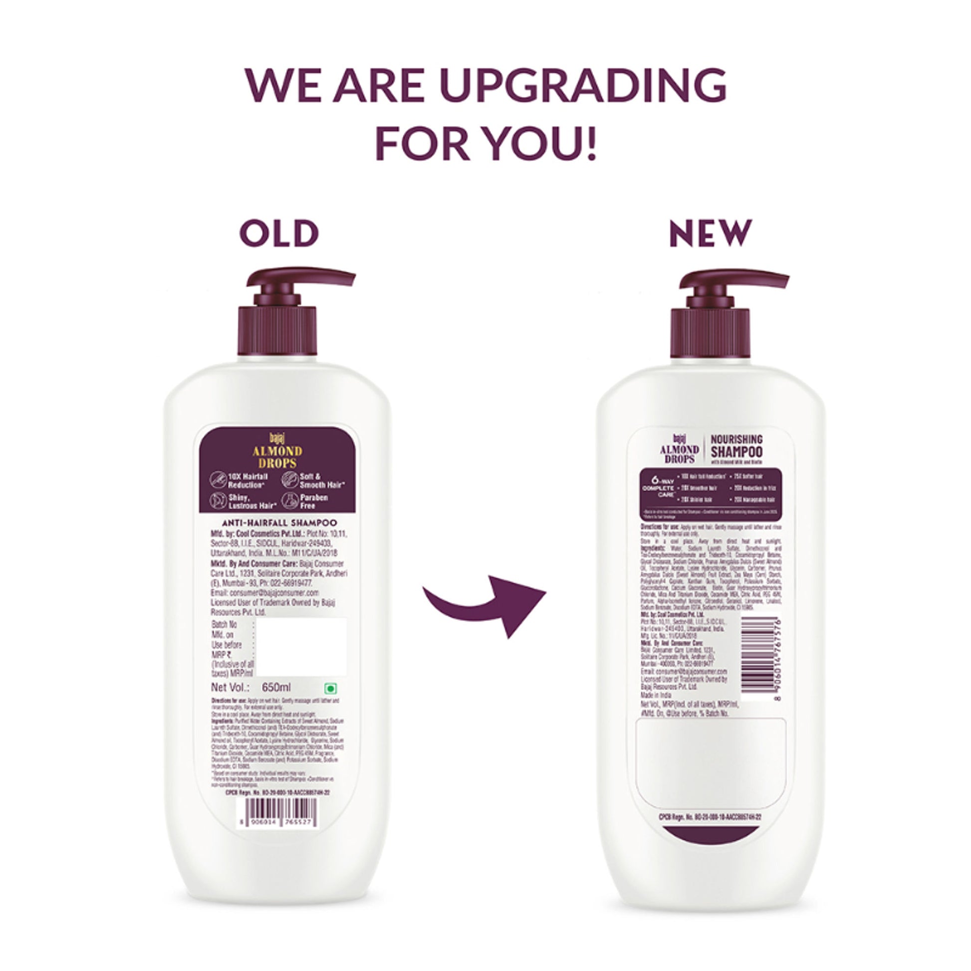Bajaj Almond Drops Nourishing Shampoo, Almond Milk & Biotin, 10X Hairfall Reduction