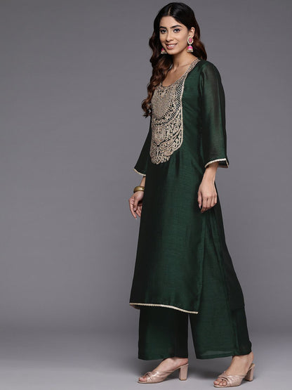 Indyancart VA Women Ethnic Motifs Embroidered Regular Republic Day Kurta with Palazzos & With Dupatta
