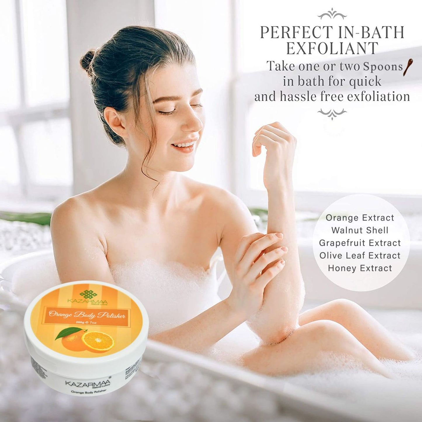 Kazarmaa Orange Body Polisher Exfoliating Body Scrub For Skin Lightening And Radiant Glow