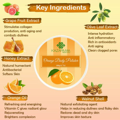 Kazarmaa Orange Body Polisher Exfoliating Body Scrub For Skin Lightening And Radiant Glow