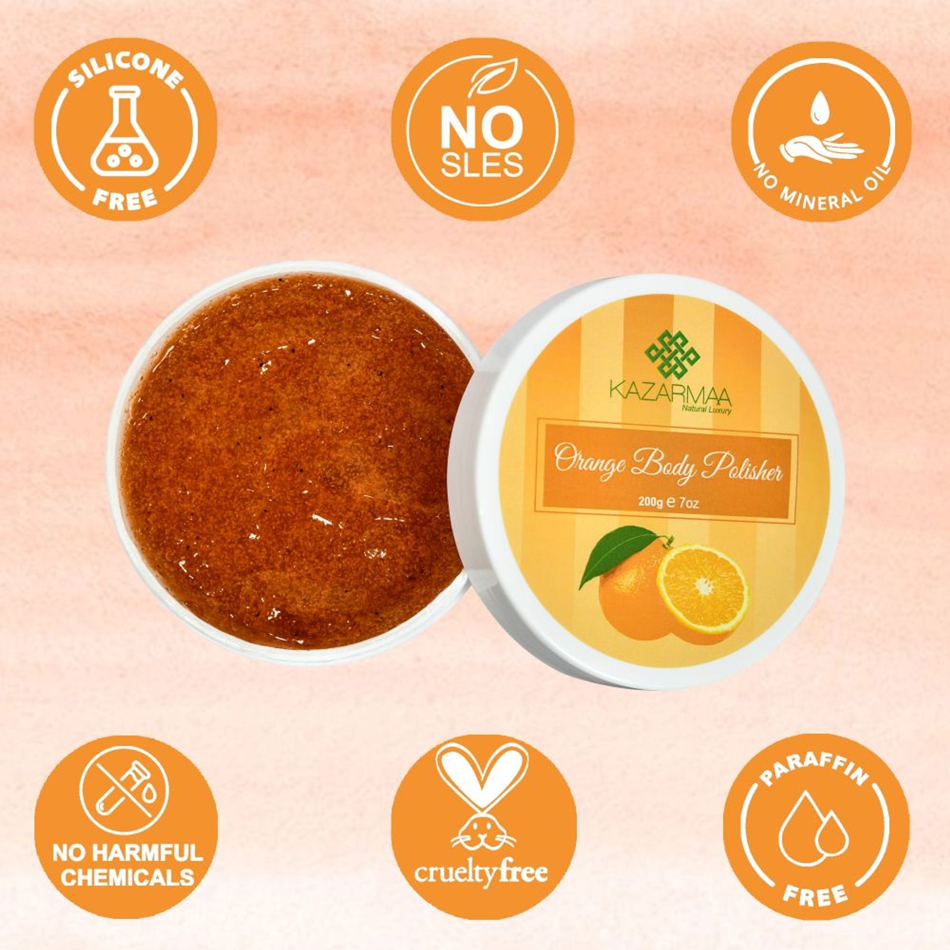 Kazarmaa Orange Body Polisher Exfoliating Body Scrub For Skin Lightening And Radiant Glow