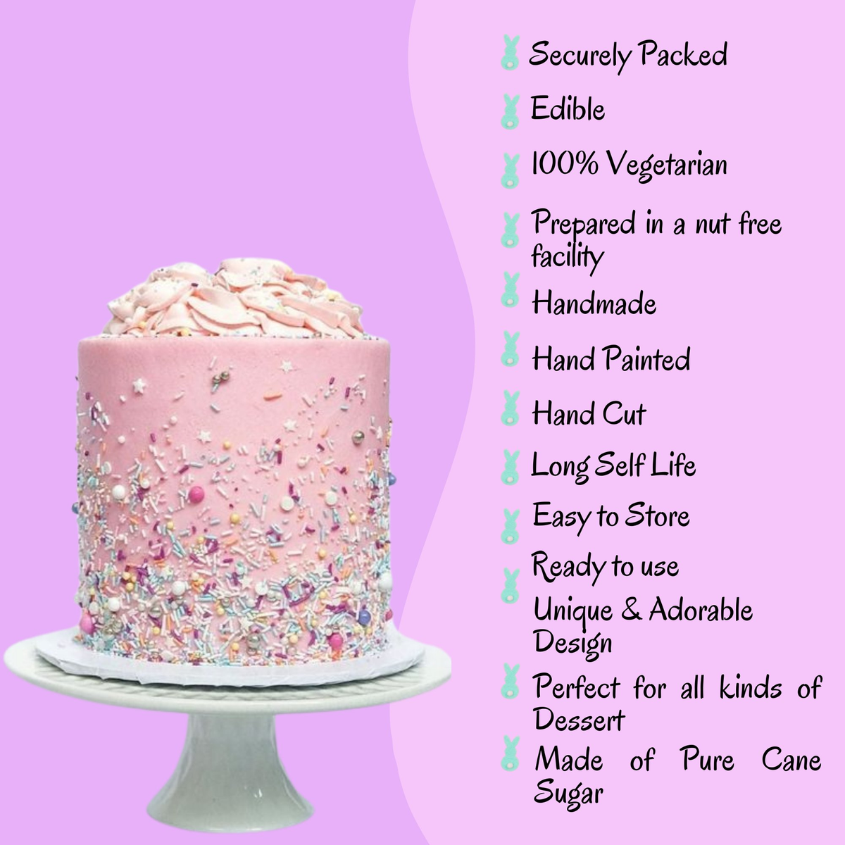 Confect Bunny Sprinkles |  Orange, Silver and Sky Blue, Red Sprinkles Pack of 5 (EAST 9) - 100Gms