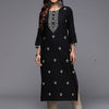 Indyancart IE Floral Embroidered Thread Work Straight Kurta