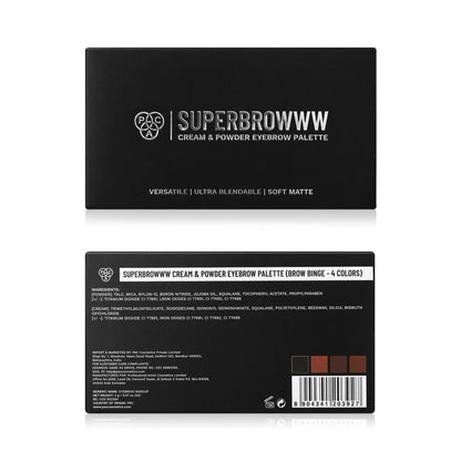 PAC SuperBrowww Palette X4 02 Brow Binge - Cream & Powder Formula, Natural Shades, Seamless Blending