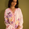 Dhiyona IE Floral Printed V Neck Linen Kurta With Trousers & Dupatta