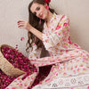 Indyancart IE Floral Embroidered Mandarin Collar Pure Cotton Kurta With Trousers & Dupatta