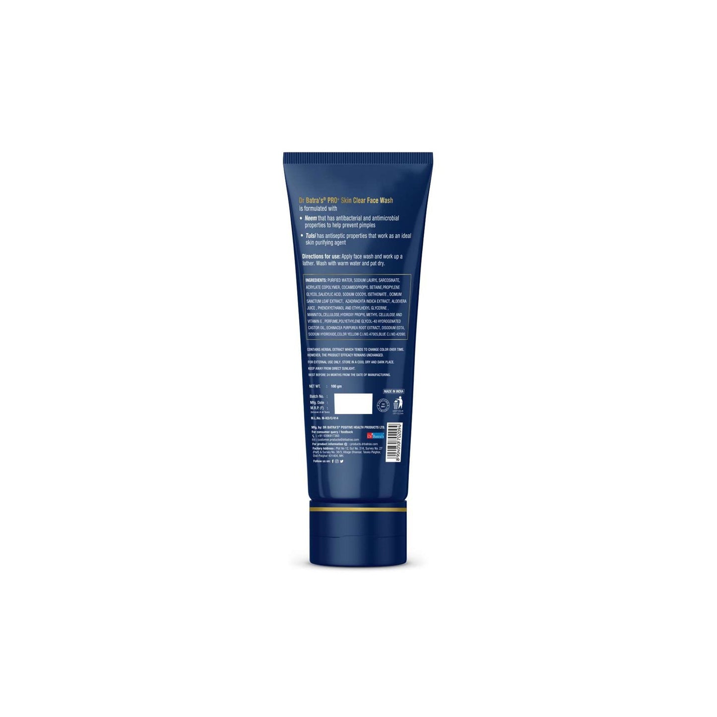 Dr Batra's PRO +Skin Clear Face washEnriched withTulsi,Neem,Aloe Vera,Natural Extract
