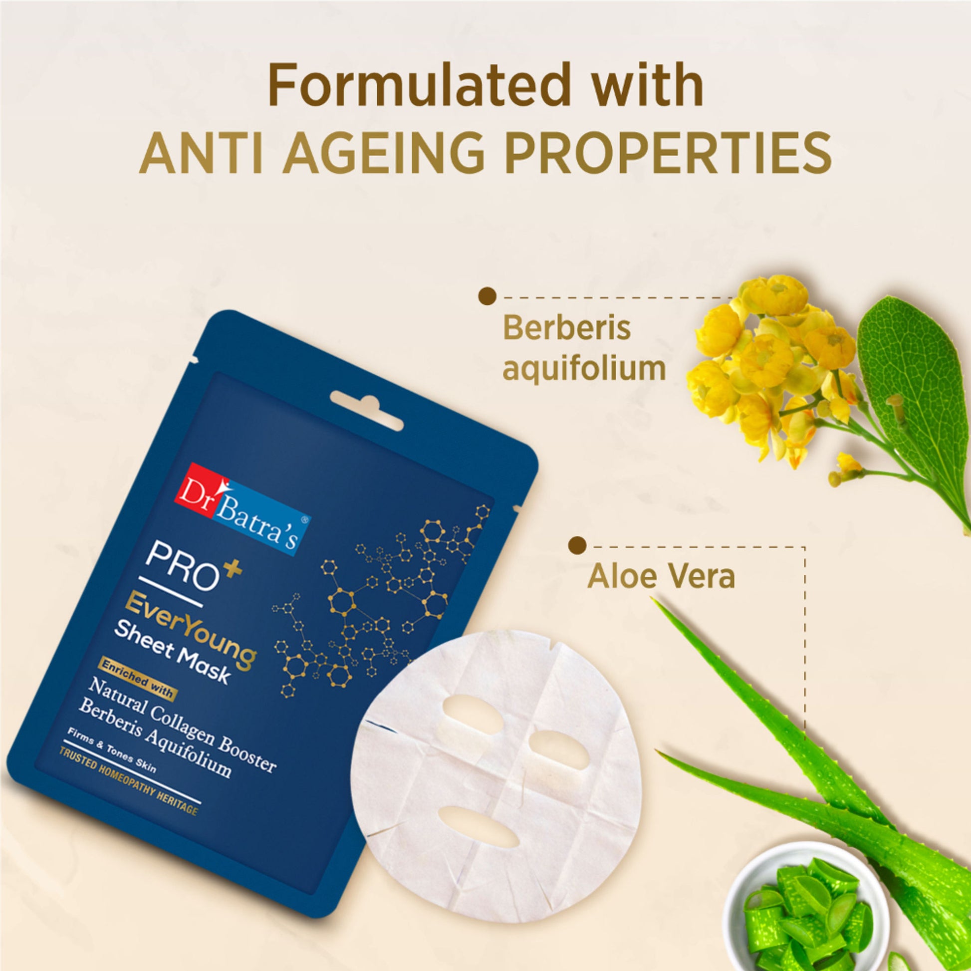 Dr Batras Pro + EverYoung Sheet Mask-Get Glowing Skin- Paraben free-All Skin Type- Natural Extract