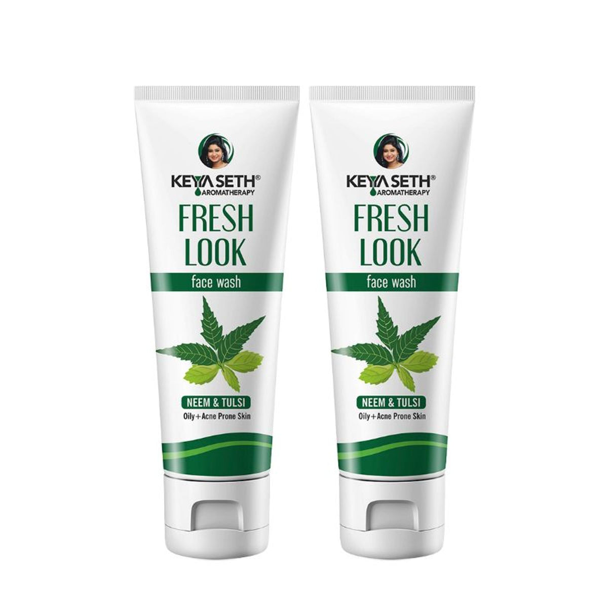 Keya Seth Aromatherapy Fresh Look Face Wash with neem and tulsi, pack of 2, featuring natural herbal ingredients for clean, refreshed skin.