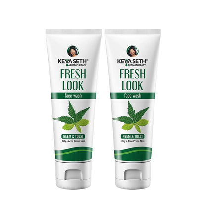 Keya Seth Aromatherapy Fresh Look Face Wash with neem and tulsi, pack of 2, featuring natural herbal ingredients for clean, refreshed skin.