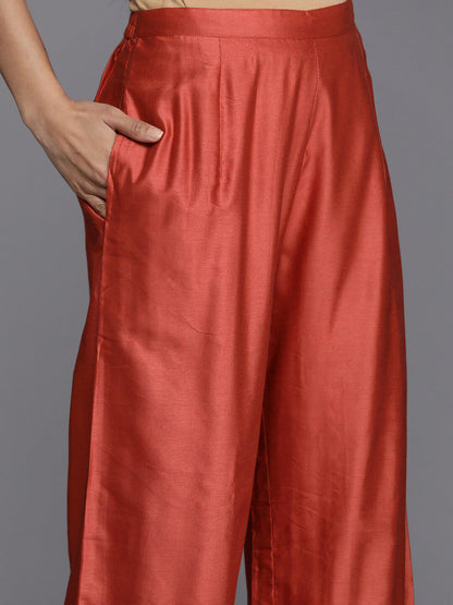 Indyancart IE Floral Embroidered Thread Work Liva Kurta With Palazzos & Dupatta