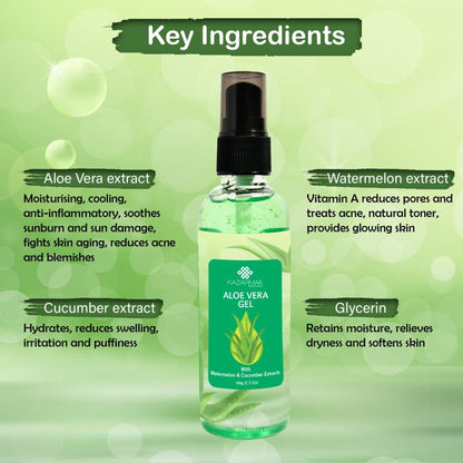 Kazarmaa Natural Aloevera Gel With Cucumber And Watermelon Extract For Face And Body