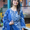 Dhiyona VA Women'sFloral Printed Notch Neck Straight Kurta With Trousers & Dupatta