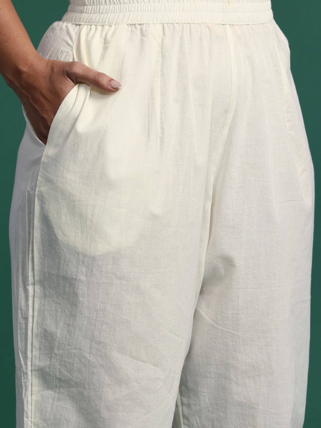 Indyancart IE Plus Size Ombre Printed Thread Work Linen Kurta with Trousers & With Dupatta