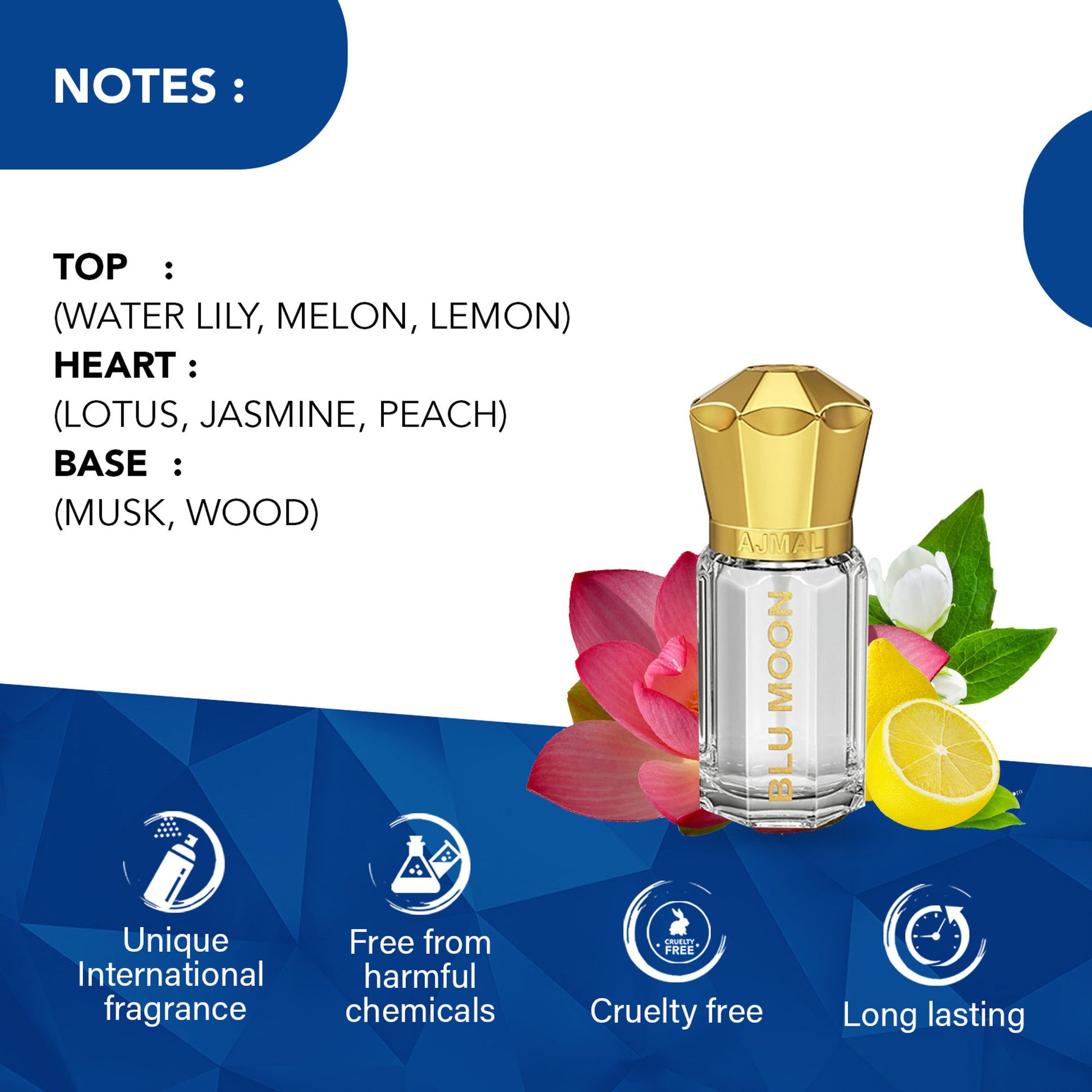 Ajmal India Blu Moon Attar Concentrated Perfume For Her