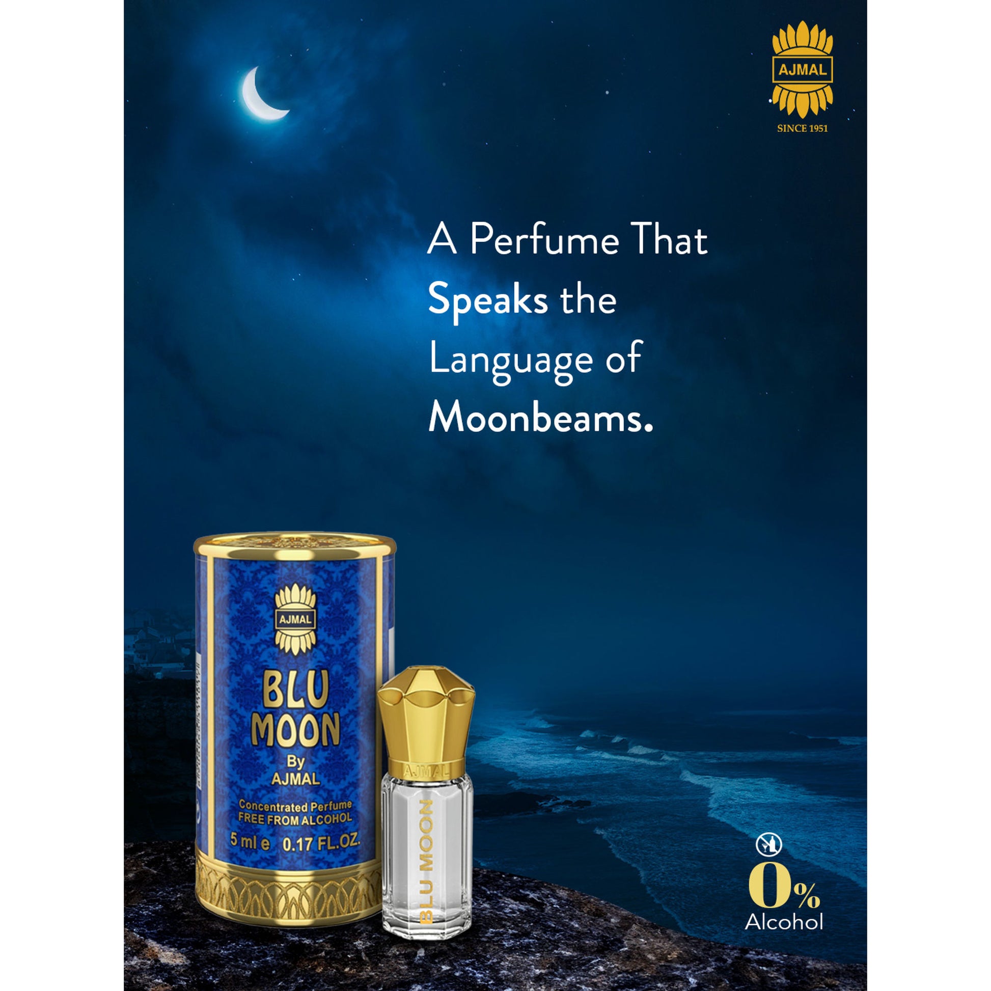Ajmal India Blu Moon Attar Concentrated Perfume For Her