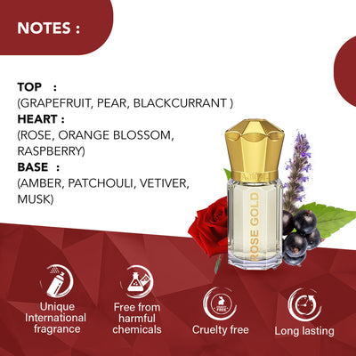 Ajmal India Rose Gold Attar Concentrated Perfume For Her