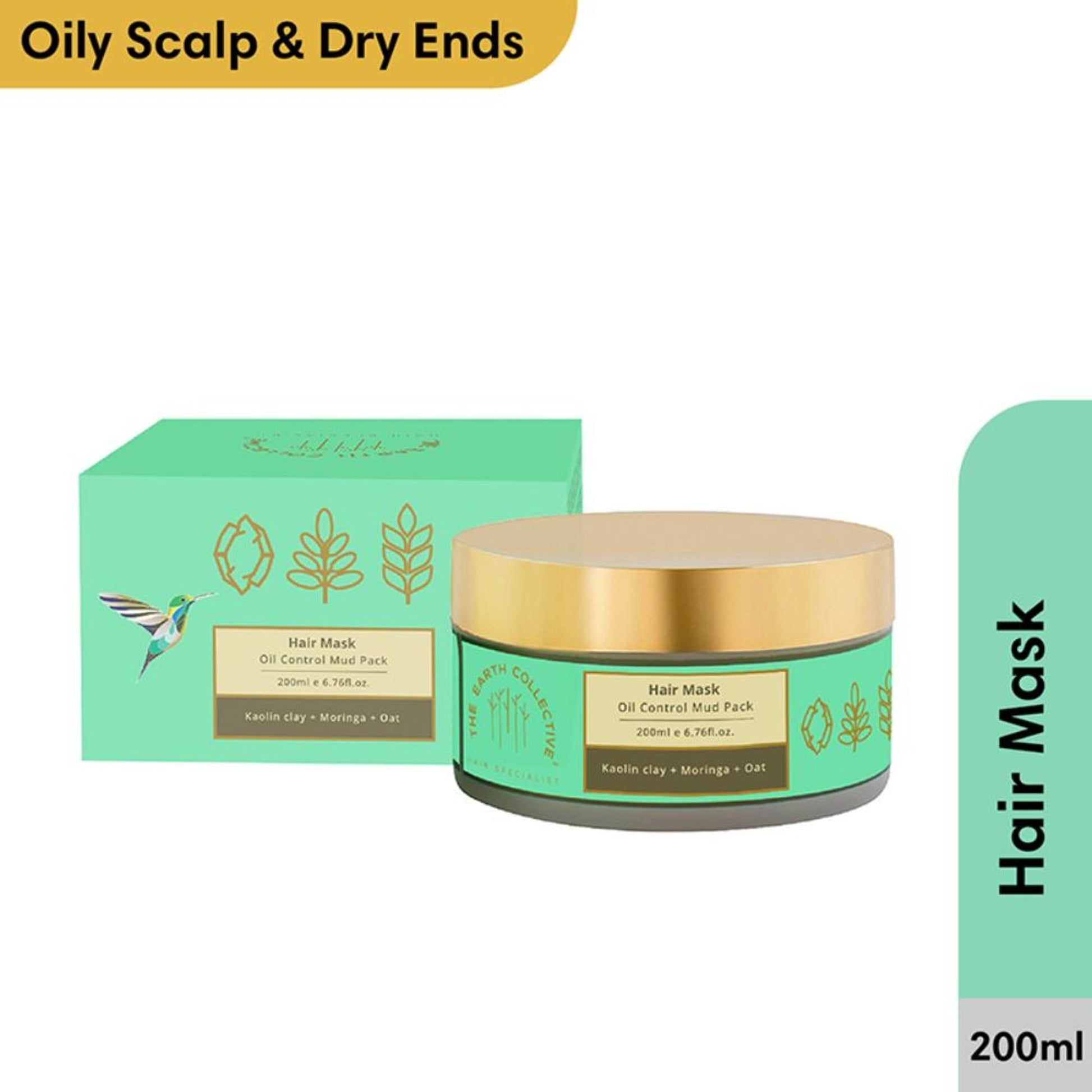 The Earth Collective Hair Mask- Oil Control Mud Pack- Kaolin Clay Hair Mask For Oily Scalp