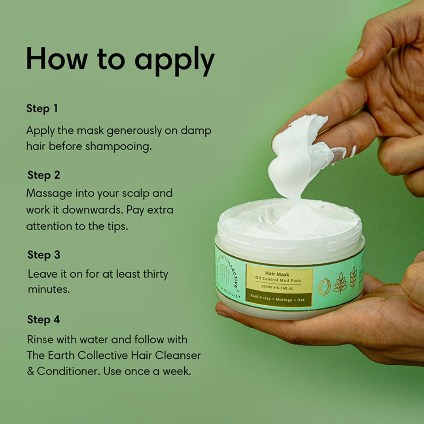 The Earth Collective Hair Mask- Oil Control Mud Pack- Kaolin Clay Hair Mask For Oily Scalp
