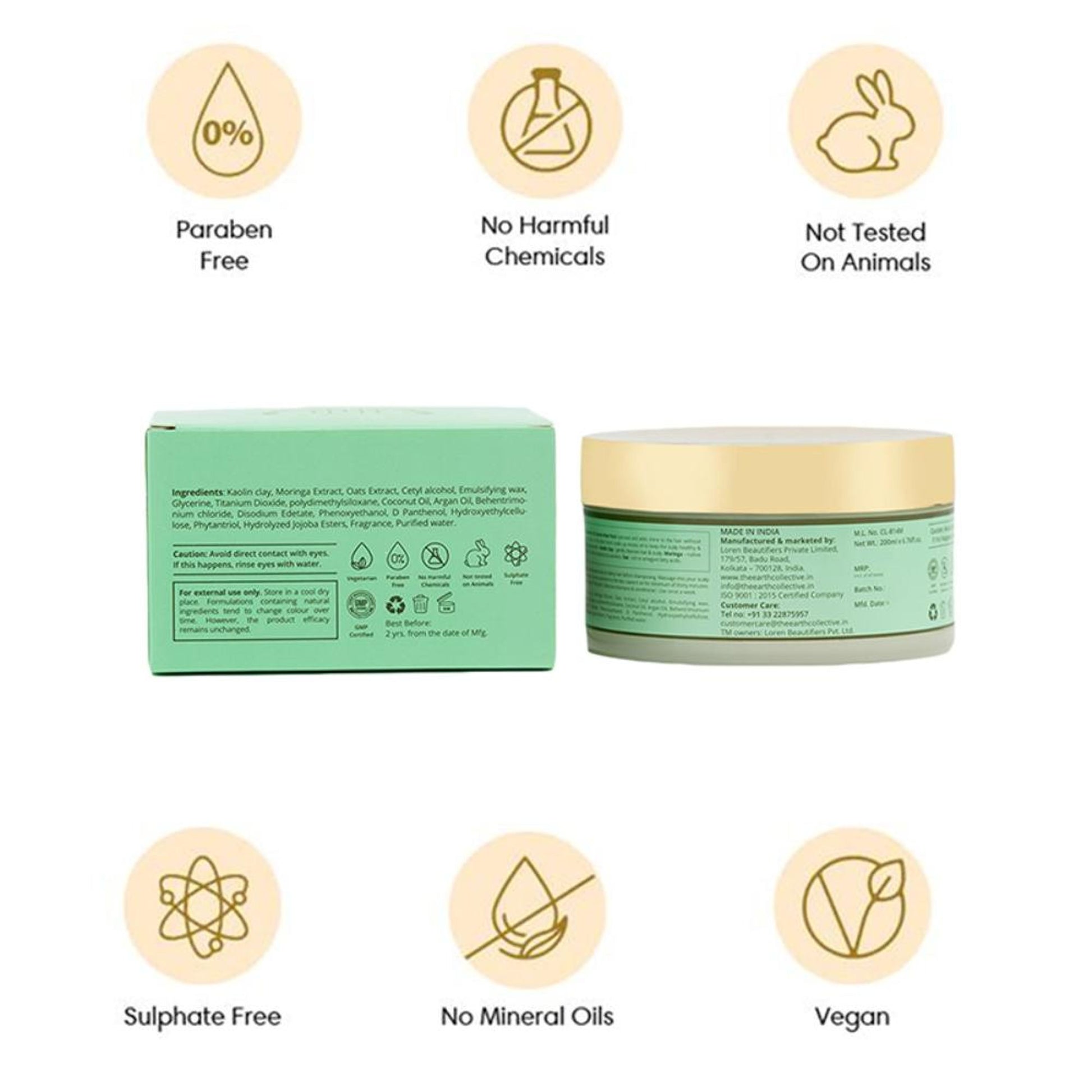 The Earth Collective Hair Mask- Oil Control Mud Pack- Kaolin Clay Hair Mask For Oily Scalp