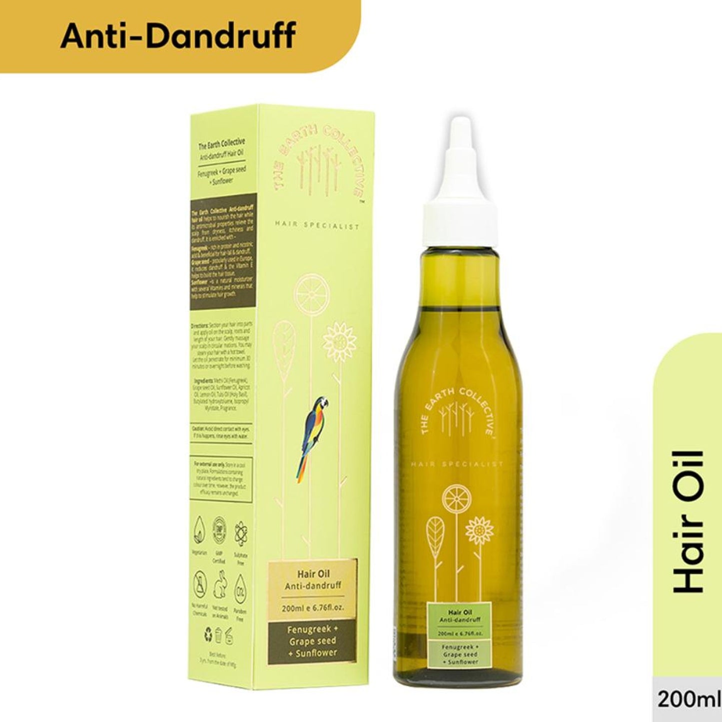 The Earth Collective Hair Oil, Anti Dandruff With Neem & Fenugreek