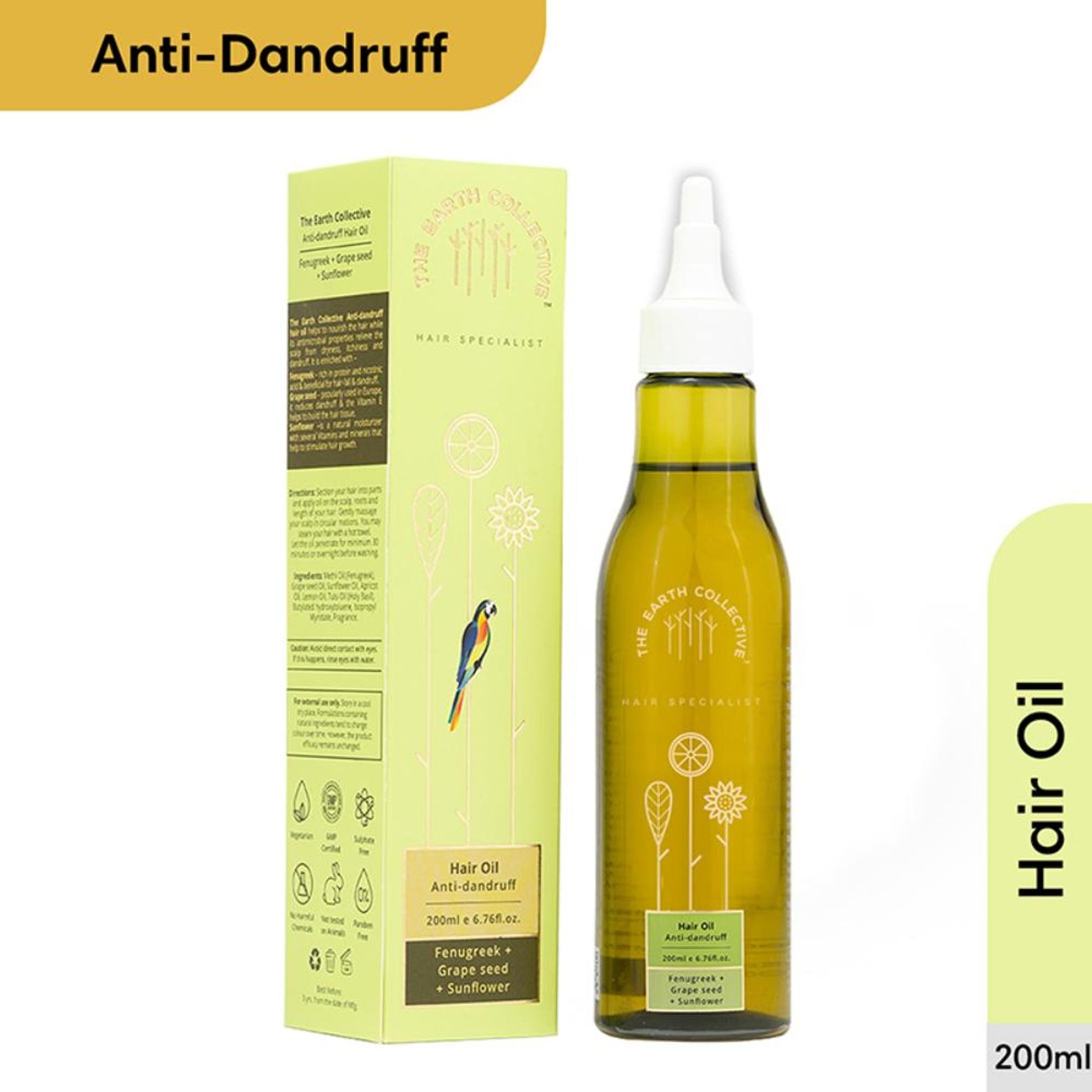 The Earth Collective Hair Oil, Anti Dandruff With Neem & Fenugreek