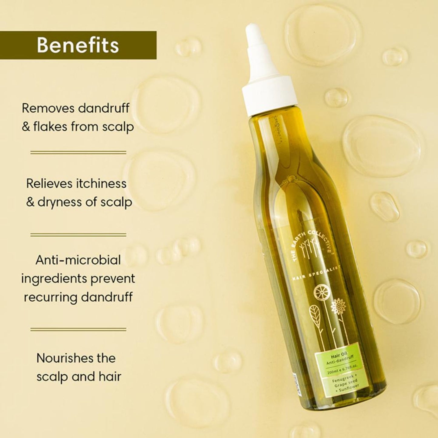 The Earth Collective Hair Oil, Anti Dandruff With Neem & Fenugreek