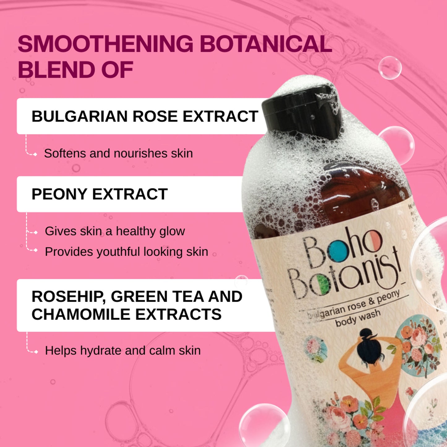 Boho Botanist Bulgarian Rose & Peony Body Wash