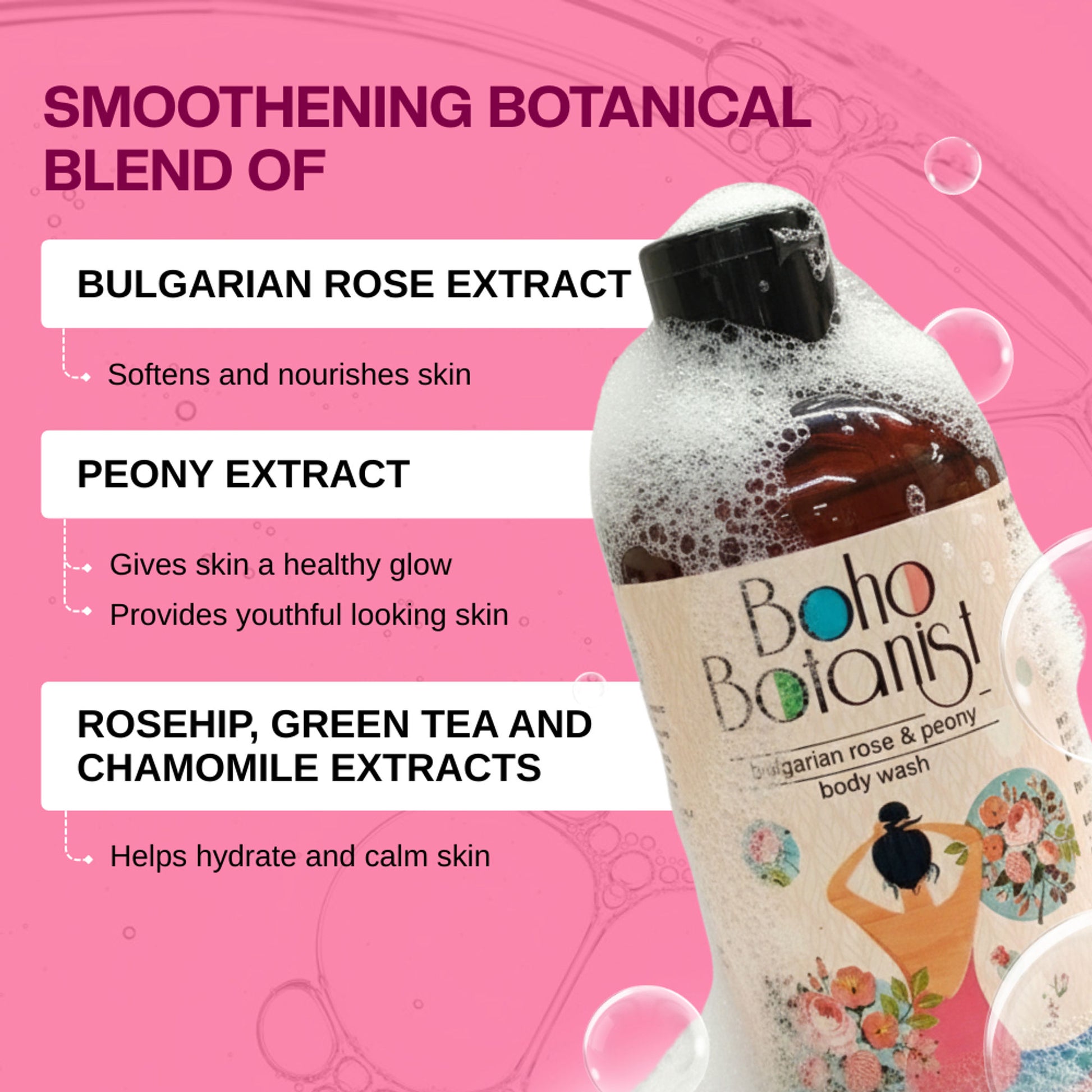 Boho Botanist Bulgarian Rose & Peony Body Wash