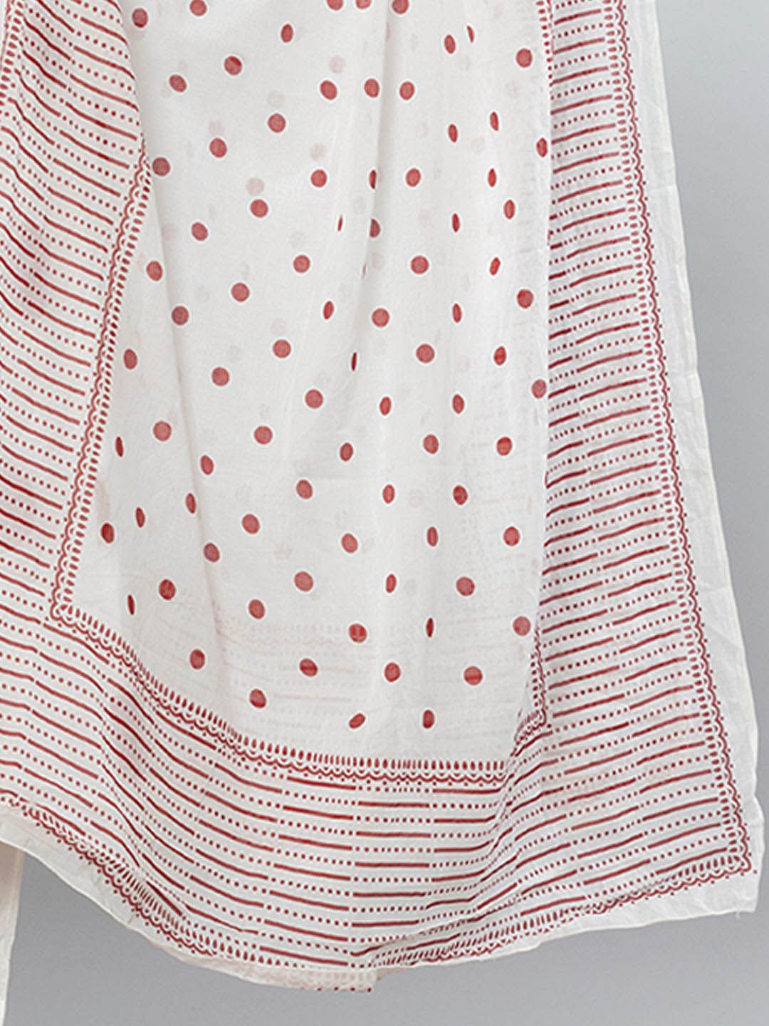 Dhiyona IE Women Printed Panelled Sequinned Pure Cotton Kurta Trousers & Dupatta