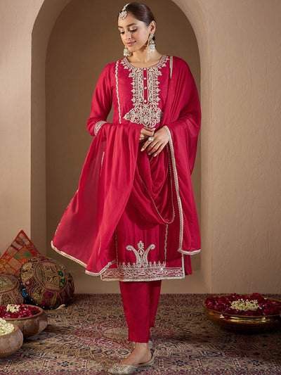 Indyancart IE Women Paisley Yoke Design Regular Kurta with Trousers & With Dupatta