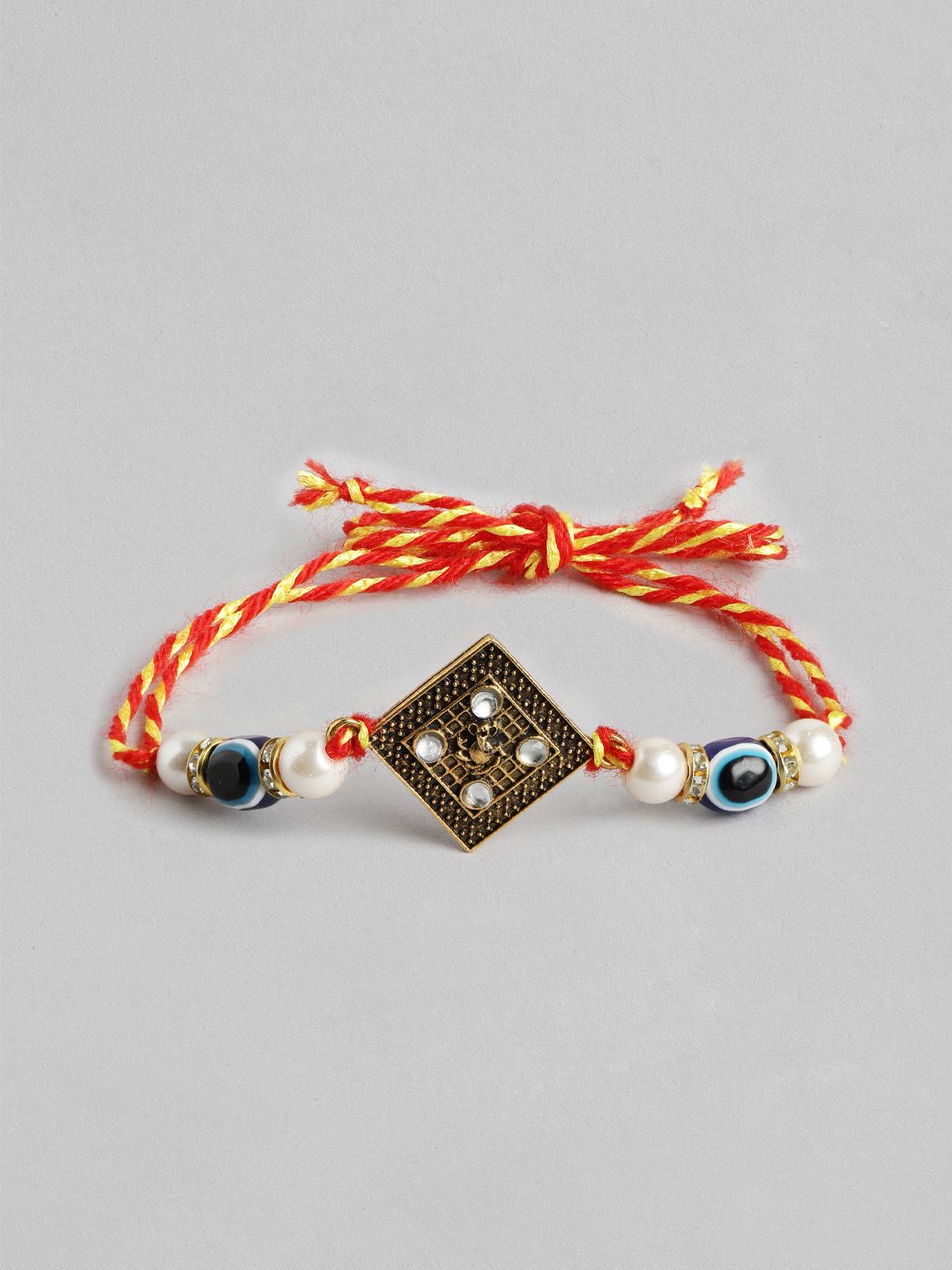 Anouk Unisex Set of 2 Beaded Bhai Bhabhi Rakhis With Roli & Chawal