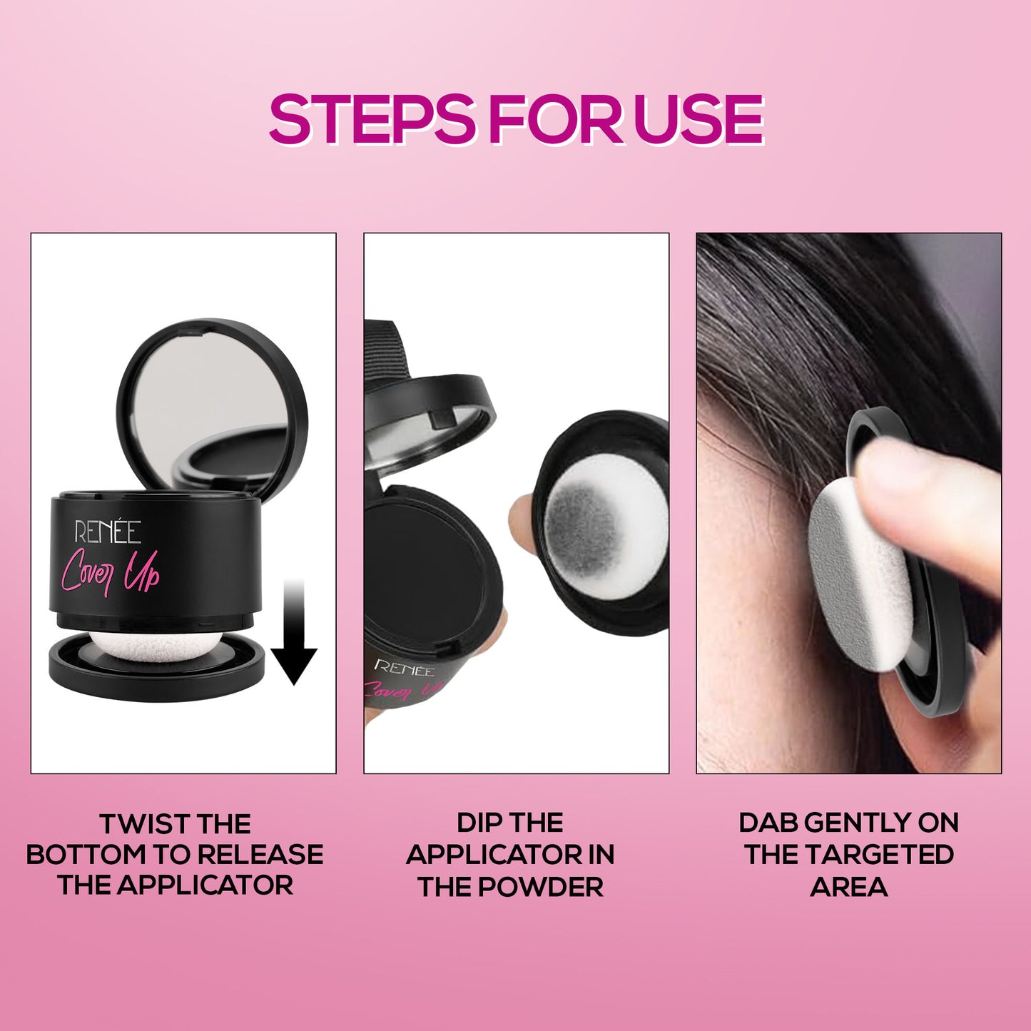 RENEE Cover-Up Hair Powder For Men & Women, For Instant Grey Hair Coverage & Root Touch-Up - Dark Grey