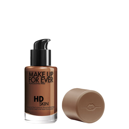 Make Up For Ever HD Skin Foundation in shade 4N68 Coffee, close-up of the bottle showing the product and branding.