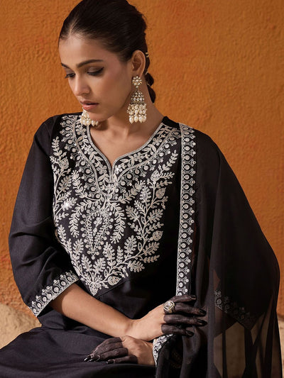 Dhiyona IE Women Embroidered Regular Thread Work Kurta with Trousers & With Dupatta