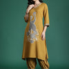 Indyancart IE Quirky Printed Beads & Stones Kurta with Salwar