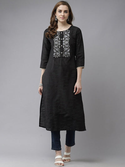 Indyancart IE Women Ethnic Motifs Embroidered Straight Kurta
