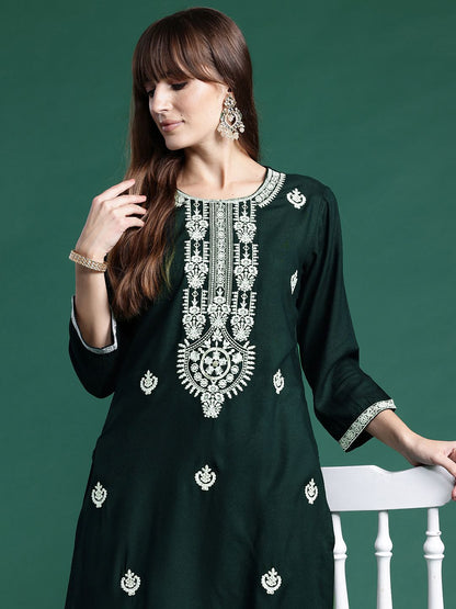 Dhiyona IE Women Ethnic Motifs Embroidered Thread Work Kurta