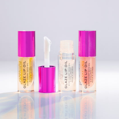Makeup Revolution Glaze Lip Oil Intense Nourishment With Hyaluronic Acid Vitamin E - Glam Pink