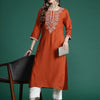 Indyancart IE Floral Embroidered Thread Work Kurta
