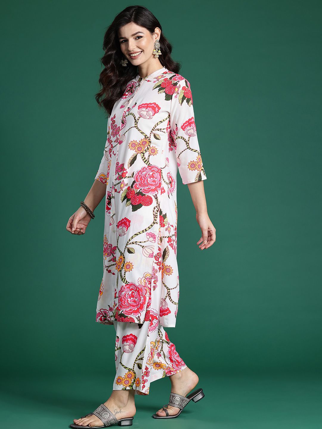 Dhiyona IE Floral Printed Kurta with Palazzos