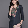 Indyancart IE Floral Embroidered Thread Work Kurta