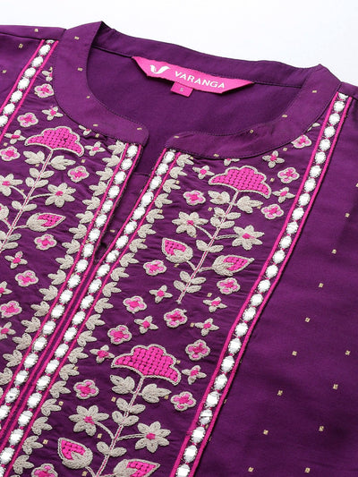 Indyancart VA Women'sEmbroidered Regular Thread Work Kurta with Trousers & With Dupatta