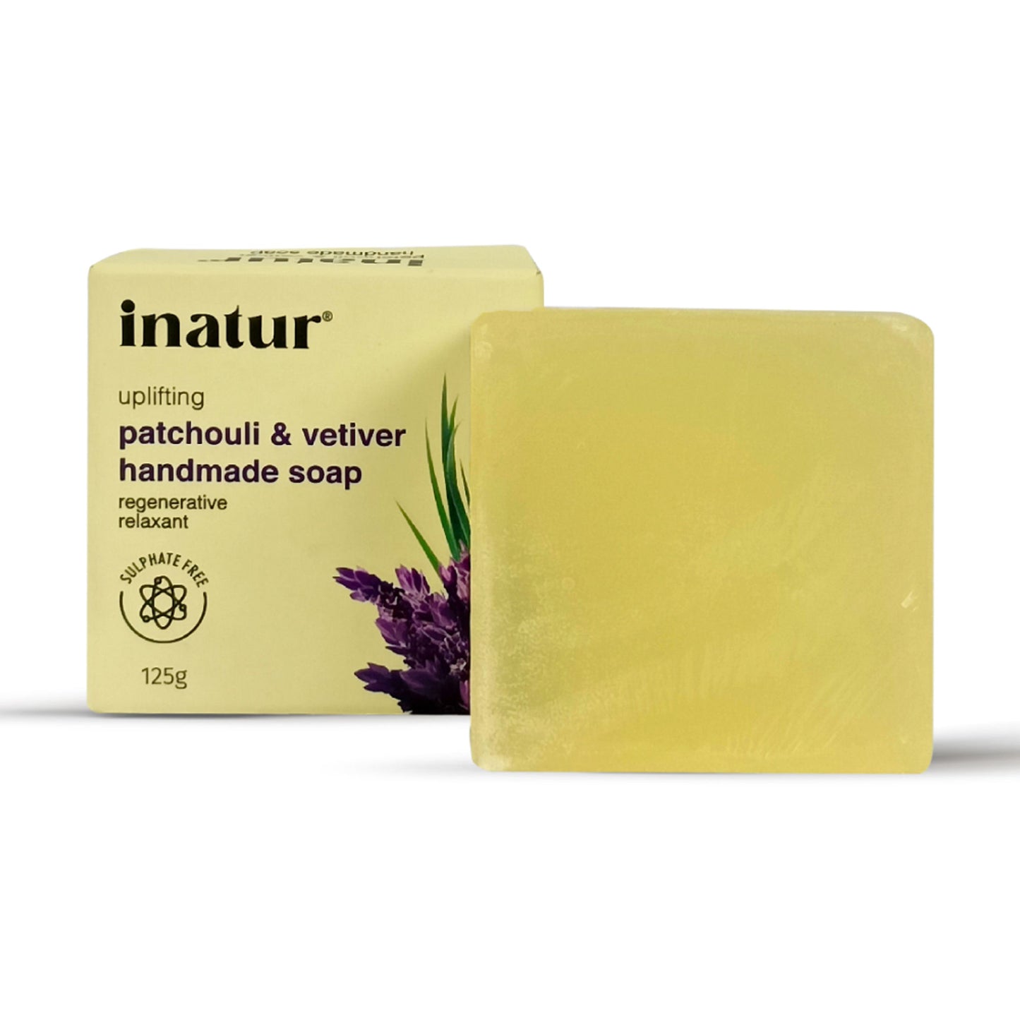 inatur Patchouli & Vetiver Herbal Soap with Natural Essential Oils for Hydration & Purification
