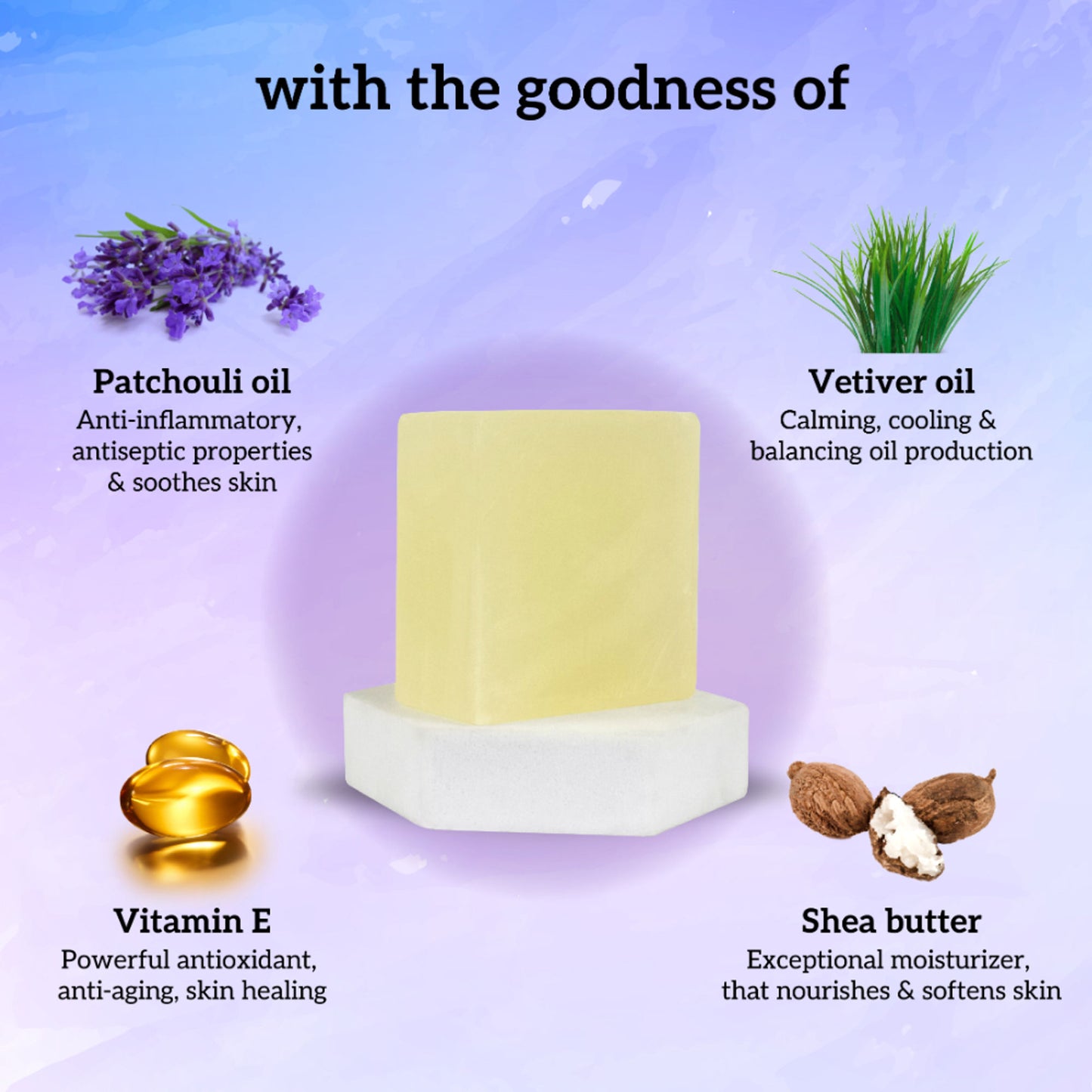 inatur Patchouli & Vetiver Herbal Soap with Natural Essential Oils for Hydration & Purification