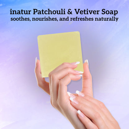 inatur Patchouli & Vetiver Herbal Soap with Natural Essential Oils for Hydration & Purification