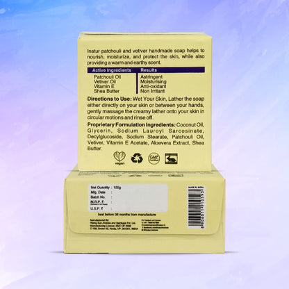 inatur Patchouli & Vetiver Herbal Soap with Natural Essential Oils for Hydration & Purification