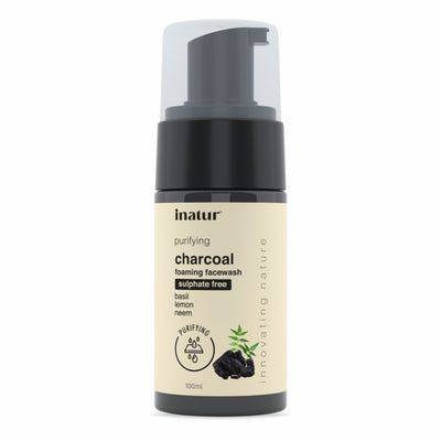 inatur Charcoal Foaming Face Wash, Sulphate-Free, Purifying, Soothing, Daily Use