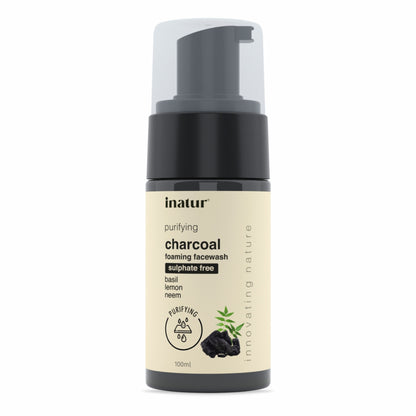 inatur Charcoal Foaming Face Wash, Sulphate-Free, Purifying, Soothing, Daily Use